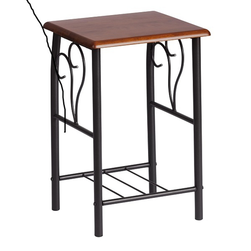 Тумба прикроватная PICCOLO металл/гевея, 37х40х60см, черный/красный дуб