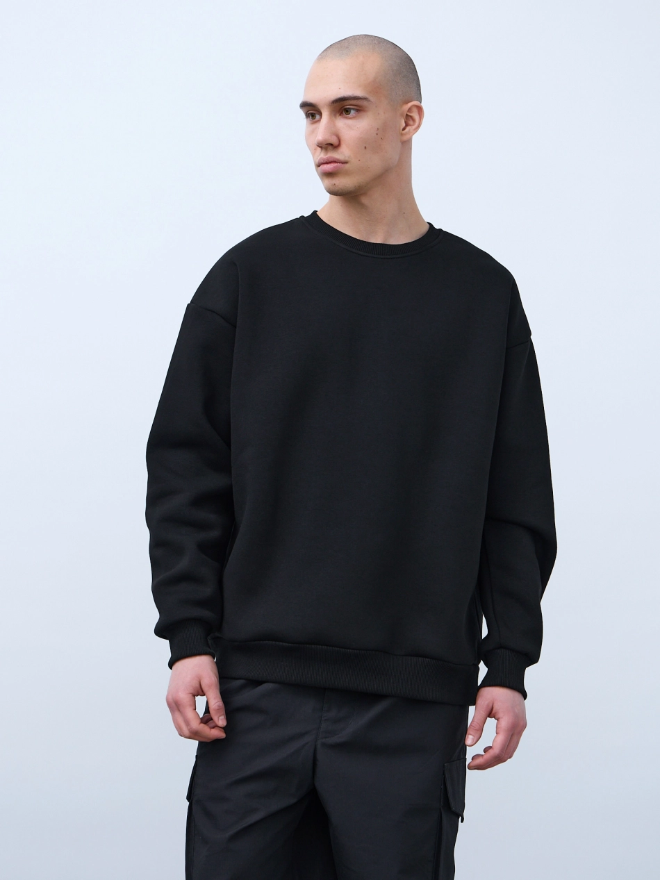 Свитшот оверсайз, с начесом (черный)