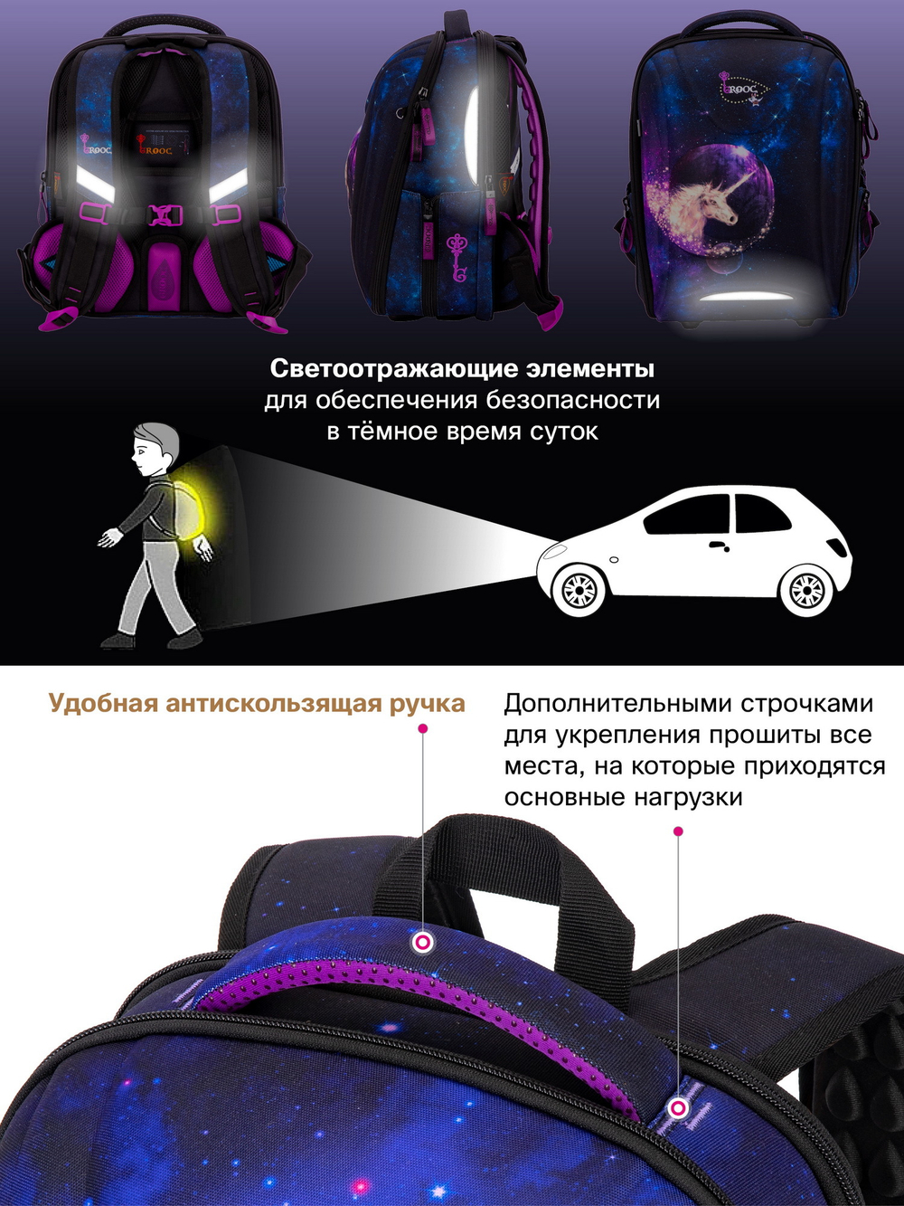 Ранец GROOC 7mini-027 + пенал + мешок + сумка-пенал