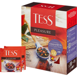 Чай чёрный Tess Pleasure с шиповником и яблоком, 100 пакетиков