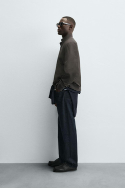 ZARA НЕПРОМОКАЕМАЯ КУРТКА ИЗ ТЕХНИЧЕСКОЙ ТКАНИ, СЕРО-КОРИЧНЕВЫЙ