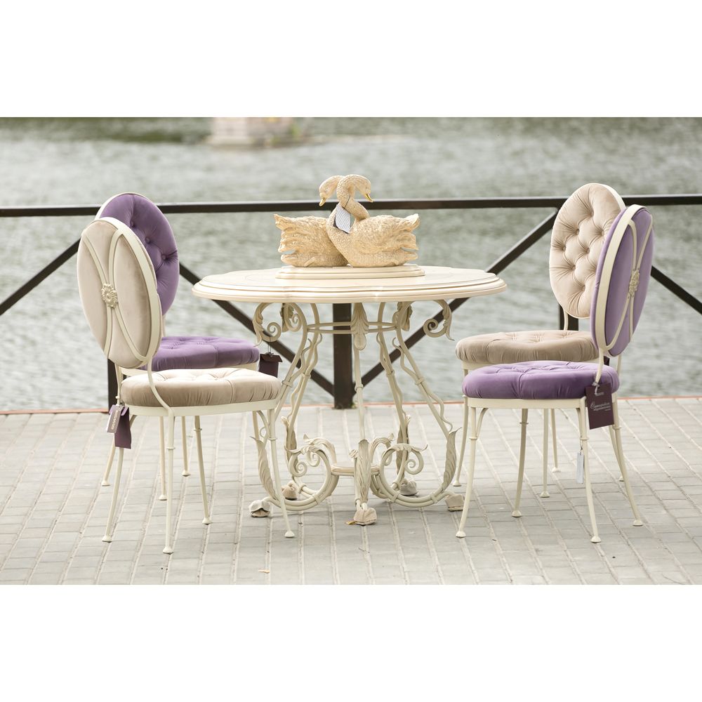 Кованый обеденный стол Аделаида 5 Айвори