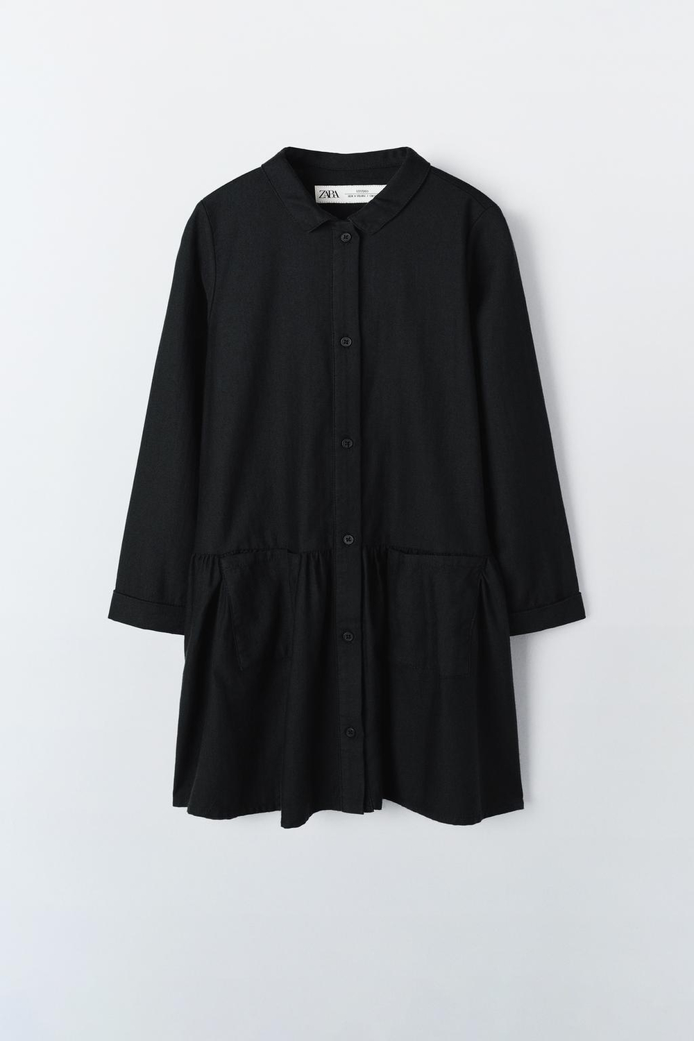 ZARA ОДНОТОННОЕ ПЛАТЬЕ С КАРМАНАМИ, ТЕМНЫЙ АНТРАЦИТ