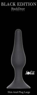 Чёрная анальная пробка Slim Anal Plug Large - 12,5 см.