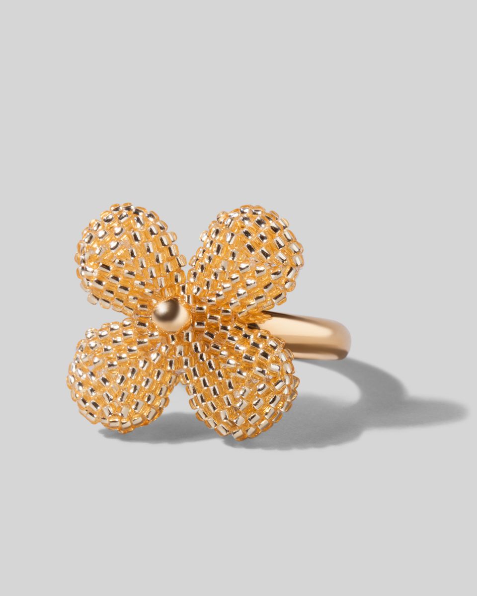 Кольцо Beaded Flower Golden