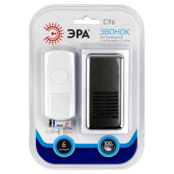 Звонок дверной ЭРА C96 беспроводной от сети белый с черным 6 мелодий | Электрозвонки беспроводные