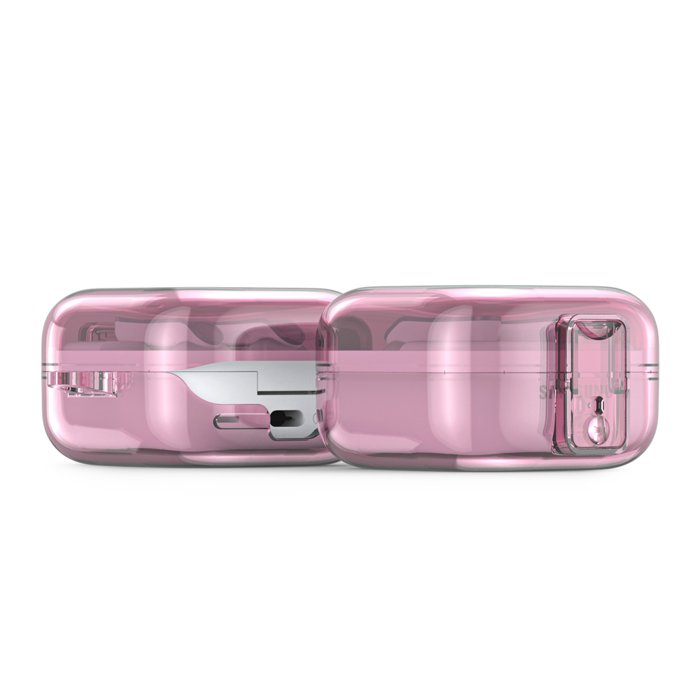 Чехол розового цвета из TPU для наушников Samsung Buds4 и Buds 4 Pro, серия SECI Series от Dux Ducis, в комплекте с карабином