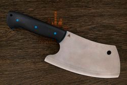 Топорик кухонный Мастерской Тать 190мм, сталь 50Х14МФ, G-10 черный (синий спейсер)