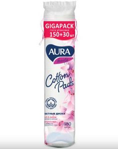 ВАТНЫЕ ДИСКИ AURA COTTON PADS 180ШТ