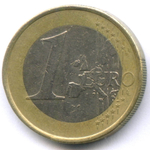 1 евро 2002 год (F). Германия. Регулярный выпуск. Тип 1. Биметалл VF-XF