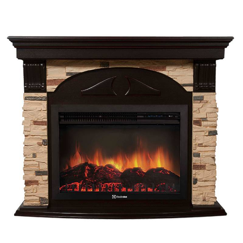 Портал Firelight Torre 30S камень сланец натуральный, шпон темный дуб