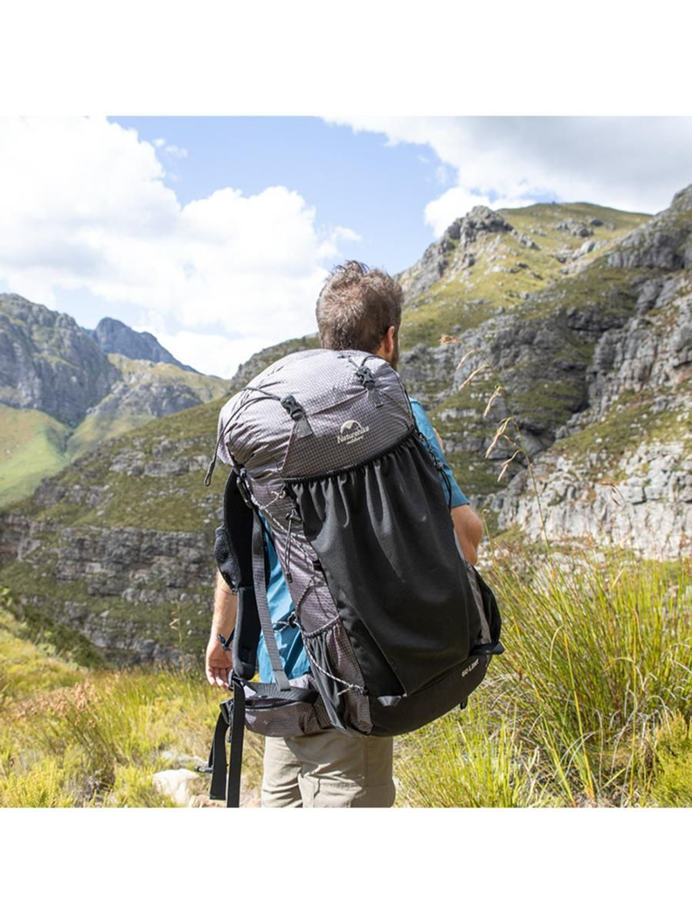 Рюкзак Naturehike Rock Series NH19BP095 60-65 л с рамой, dyneema, черный, 6927595761649