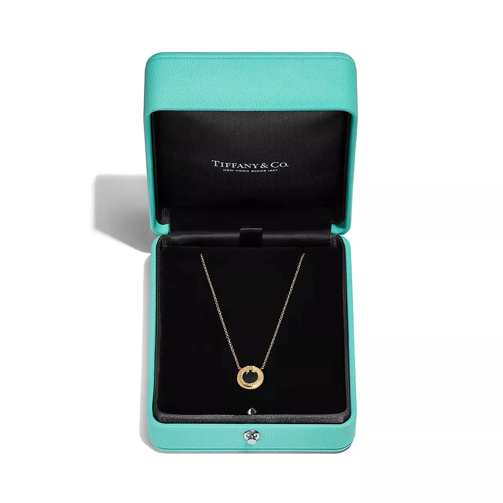 Подвеска из жёлтого золота 18к(750проба) с чёрным ониксом и бриллиантами, Tiffany💠 ✨Exclusive ✨