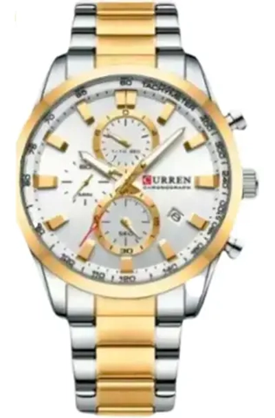 Часы наручные кварцевые CURREN на металлическом браслете, серебристый/серебристо-золотистый W8560-04
