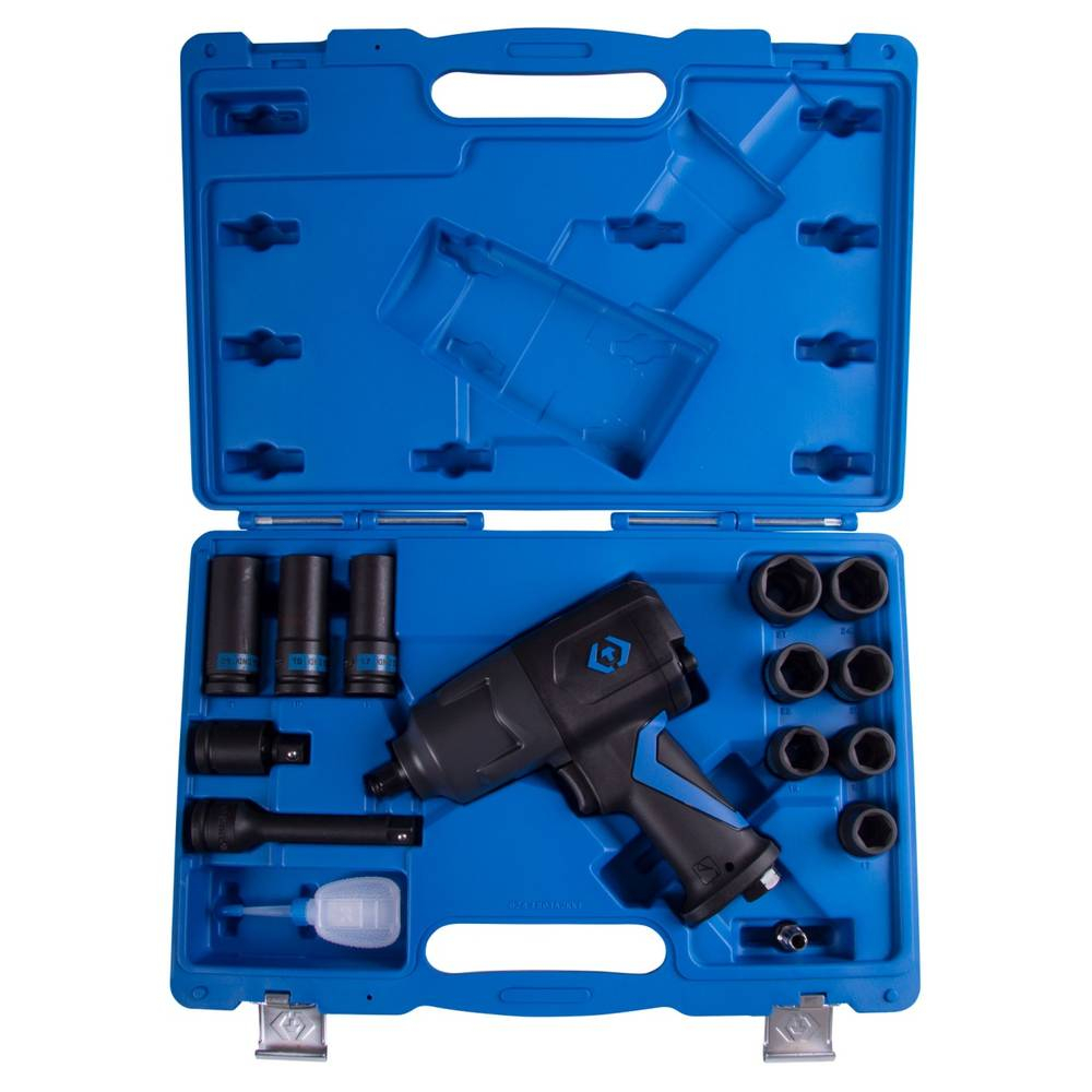 Гайковерт пневматический ударный 1/2", 1356 Нм, с комплектом головок, 15 предметов KING TONY 44803AM