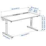 Письменный стол с регулировкой по высоте - IKEA MITTZON/МИТТЗОН ИКЕА, 120х80х65-85 см, белый