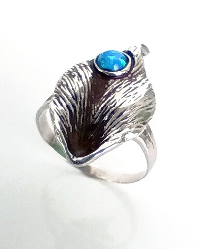 Кольцо Эстерелла, серебро 925 проба, родирование, опал синтетический/Ф