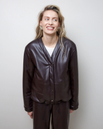 Куртка двухсторонняя из шерсти Стелла Маккартни и искусственной кожи шоколад