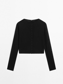Massimo Dutti Короткий кардиган из смесовой шерсти, черный