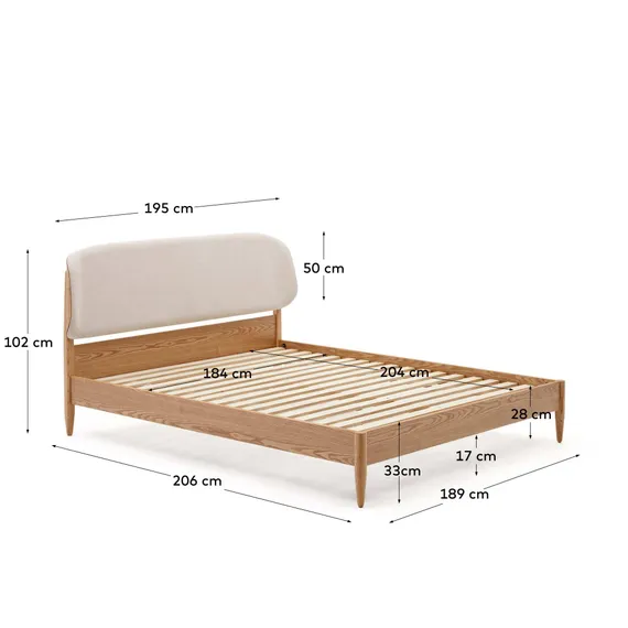 Кровать Octavia из ясеневой фанеры с белым мягким изголовьем 180x200 см