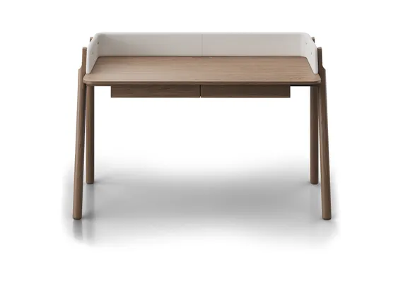 Стол письменный Basic 140*60 см (натуральный дуб, молочный экокожа)