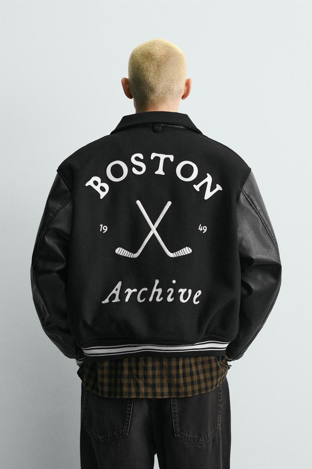 ZARA КОМБИНИРОВАННЫЙ БОМБЕР С ВЫШИВКОЙ, ЧЕРНЫЙ