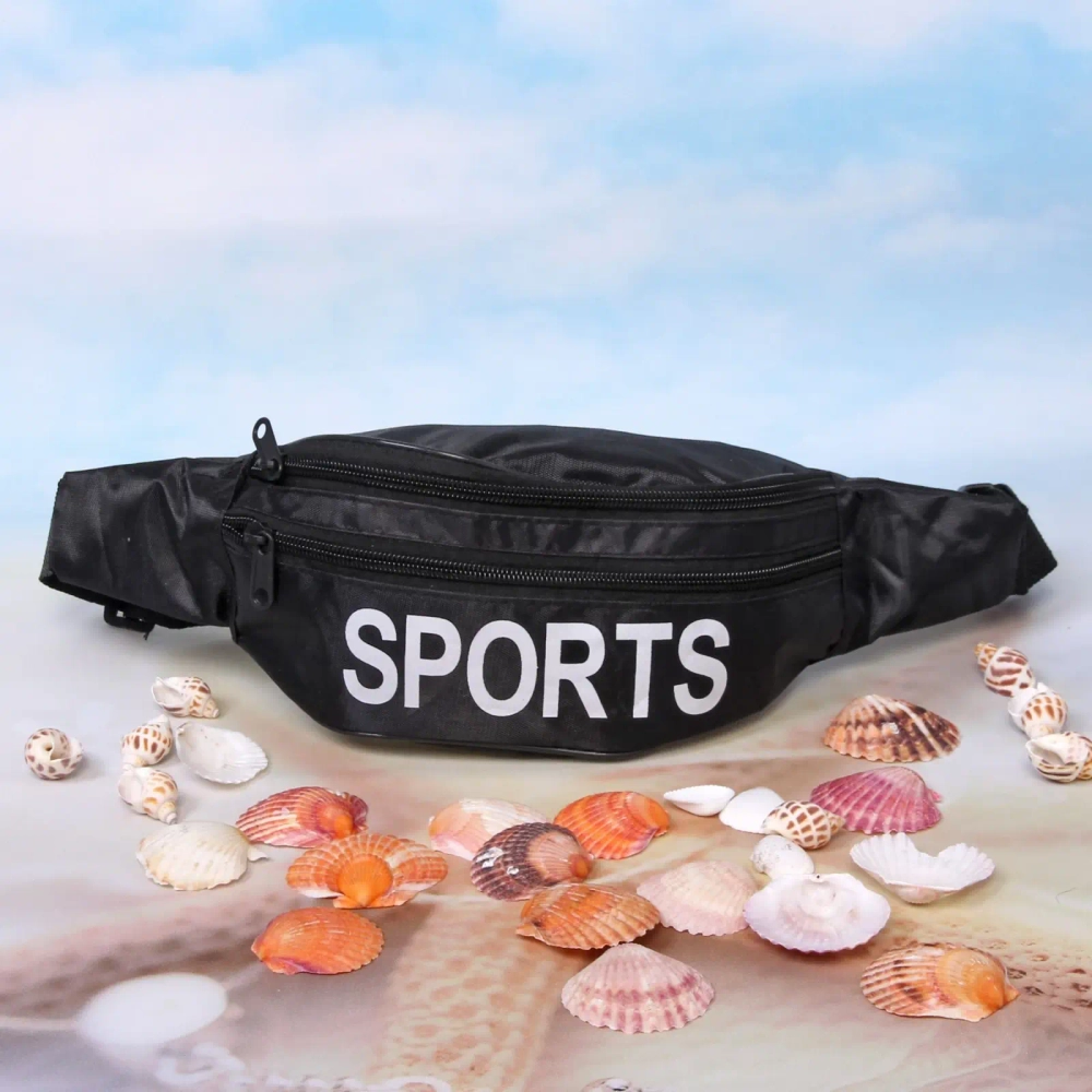 Сумка на пояс «Ultramarine - Sports Style», цвет черный, 3 кармана, 36*10*8см