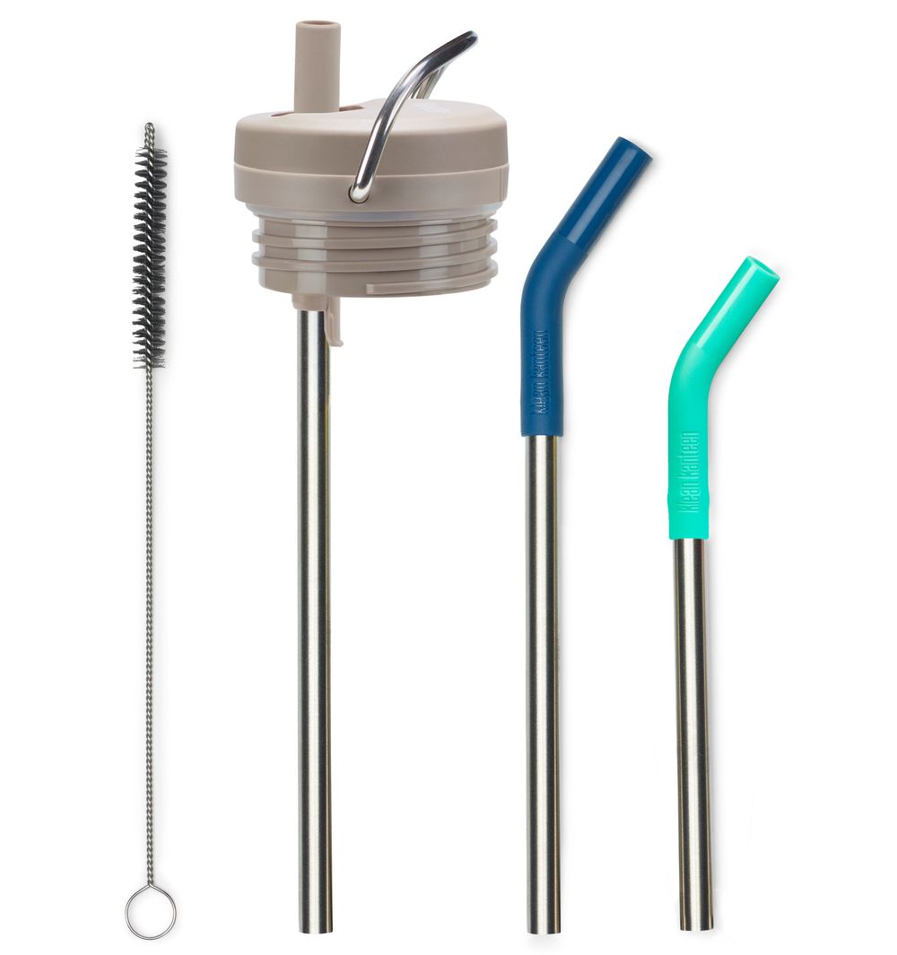 Набор крышка Klean Kanteen TKWide Twist Cap Taupe, трубочки с ёршиком