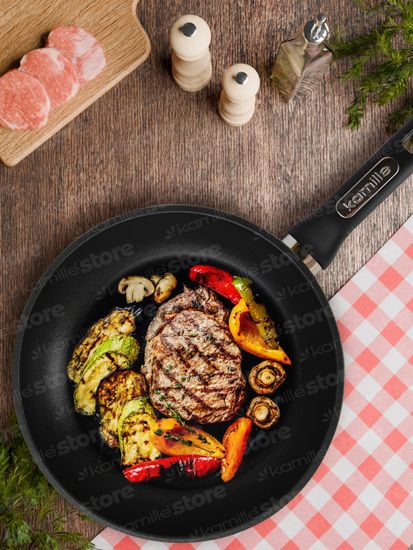 Сковорода 28 см. из литого алюминия Kamille KM 4414 со сверхпрочным антипригарным покрытием ILAG