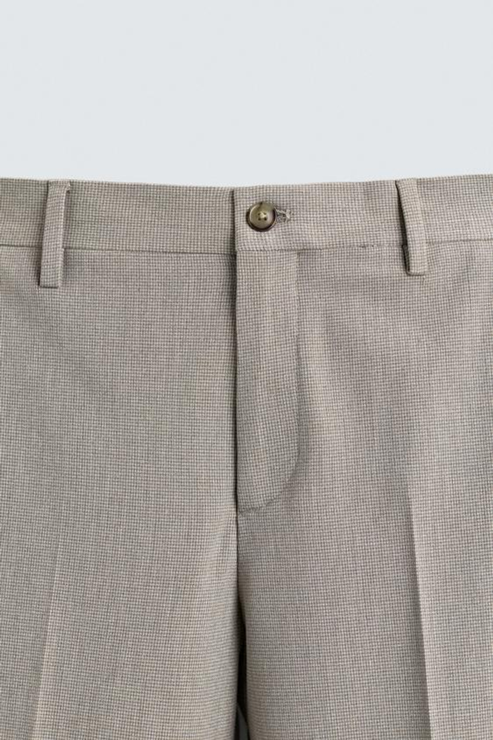 ZARA КОСТЮМНЫЕ БРЮКИ ИЗ РЕЛЬЕФНОЙ ТКАНИ КЛАССИЧЕСКОГО КРОЯ, БЕЖЕВЫЙ