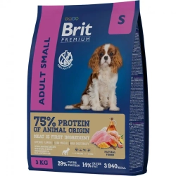 Brit premium dog adult small сухой корм для взрослых собак мелких пород с курицей - 3 кг