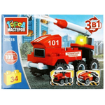 Конструктор ПОЖАРНАЯ МАШИНА 3в1, 34 дет. (Город мастеров)