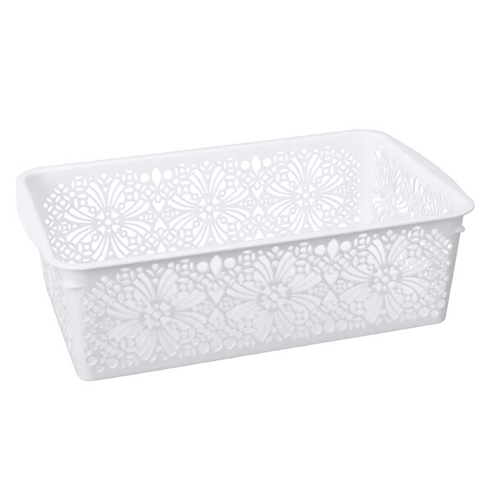 Корзинка универсальная "floral" 10л 380х250х125 мм (белый)