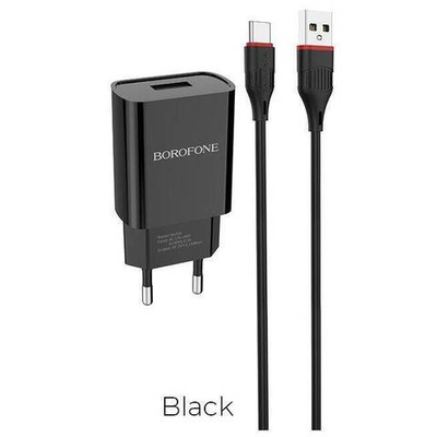 СЗУ BOROFONE BA20A + Кабель Type-C 1m/ 1 USB/ Выход: 10.5W/ Black