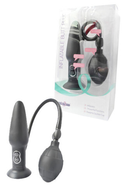 Мультискоростная надувная анальная пробка "Inflatable Butt Plug" (7 режимов вибрации) черная (Цвет: черный)