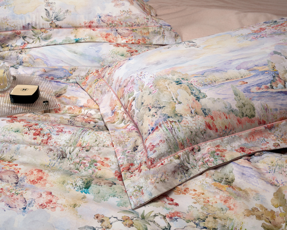 КПБ евро "Краски акварели" (хлопок) под:200х230см, пр:245х250, нав:48х74см (2шт)