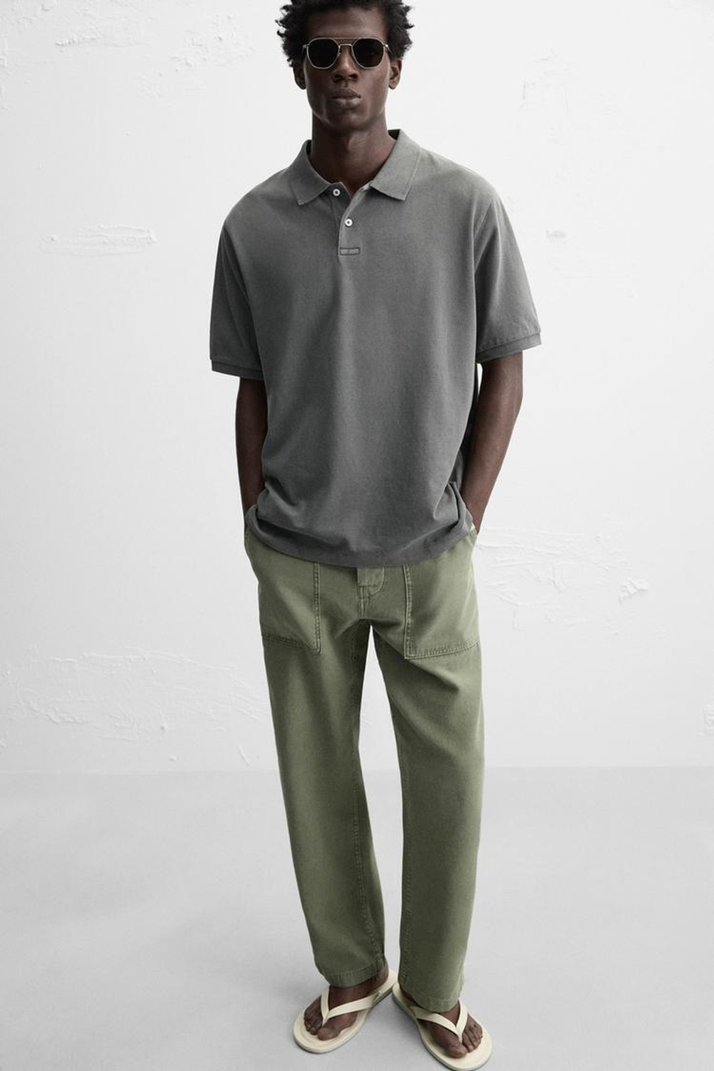 ZARA ПОЛО ПИКЕ , АНТРАЦИТОВО-СЕРЫЙ