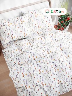 Постельное белье сатин Milky Garden "Маргарита " евро Наволочка 50x70 см 2 шт Простынь 240x215 см Пододеяльник 200x215 см
