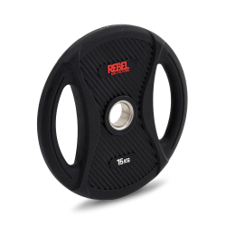 Диск олимпийский обрезиненный с двумя хватами 15 кг REBEL
