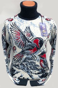 Pulltonic женский из шерсти и кашемира "Летящий Снегирь" Размеры (42-50). LADY