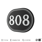 Номерок на дверь квартиры 808, для кабинета, офиса, шильдик 9 х 7 см, черный, Айдентика Технолоджи
