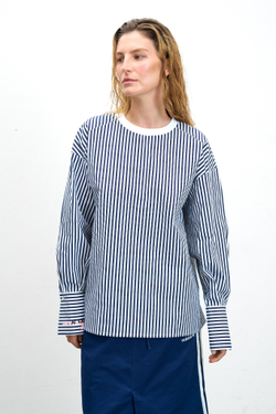 Лонгслив из рубашечной ткани в полоску