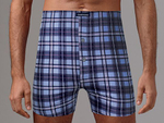 Хлопковые мужские трусы-боксеры в клетку (Размер: XXXL) (Цвет: синий)