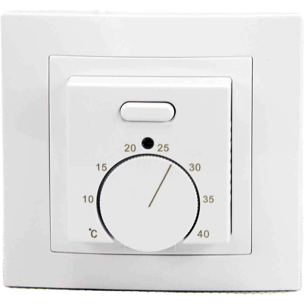 Thermostat de chauffage au sol Elephant T03SM, matériau du corps - plastique, couleur - blanc, commande manuelle