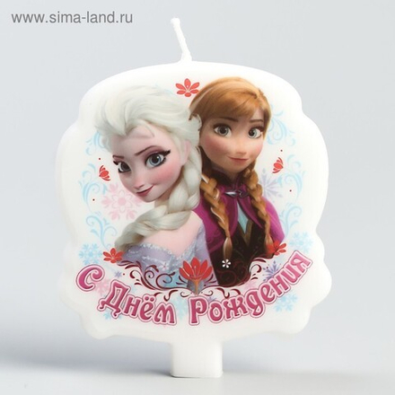 Свеча в торт Дисней "С днем рождения" Холодное сердце