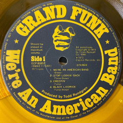 Винтажная виниловая пластинка LP Grand Funk Railroad We're An American Band (Japan 1973) (No Obi) (Gold Vinyl)