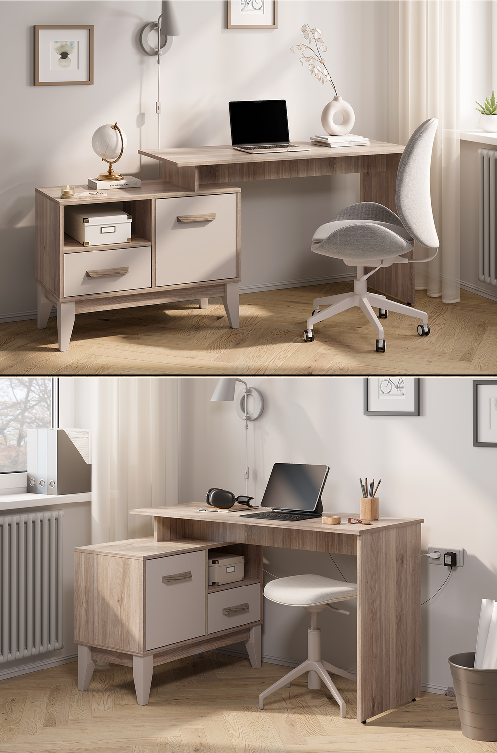 Стол письменный Скандика ПС-02 дуб смоки/кашемир