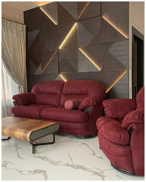 Стеновые 3D панели из наногипса в ламинации LED 60х60см