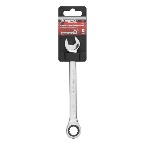 14806 Ключ комбинированный трещоточный, 13мм, CrV, зеркальный хром// Matrix