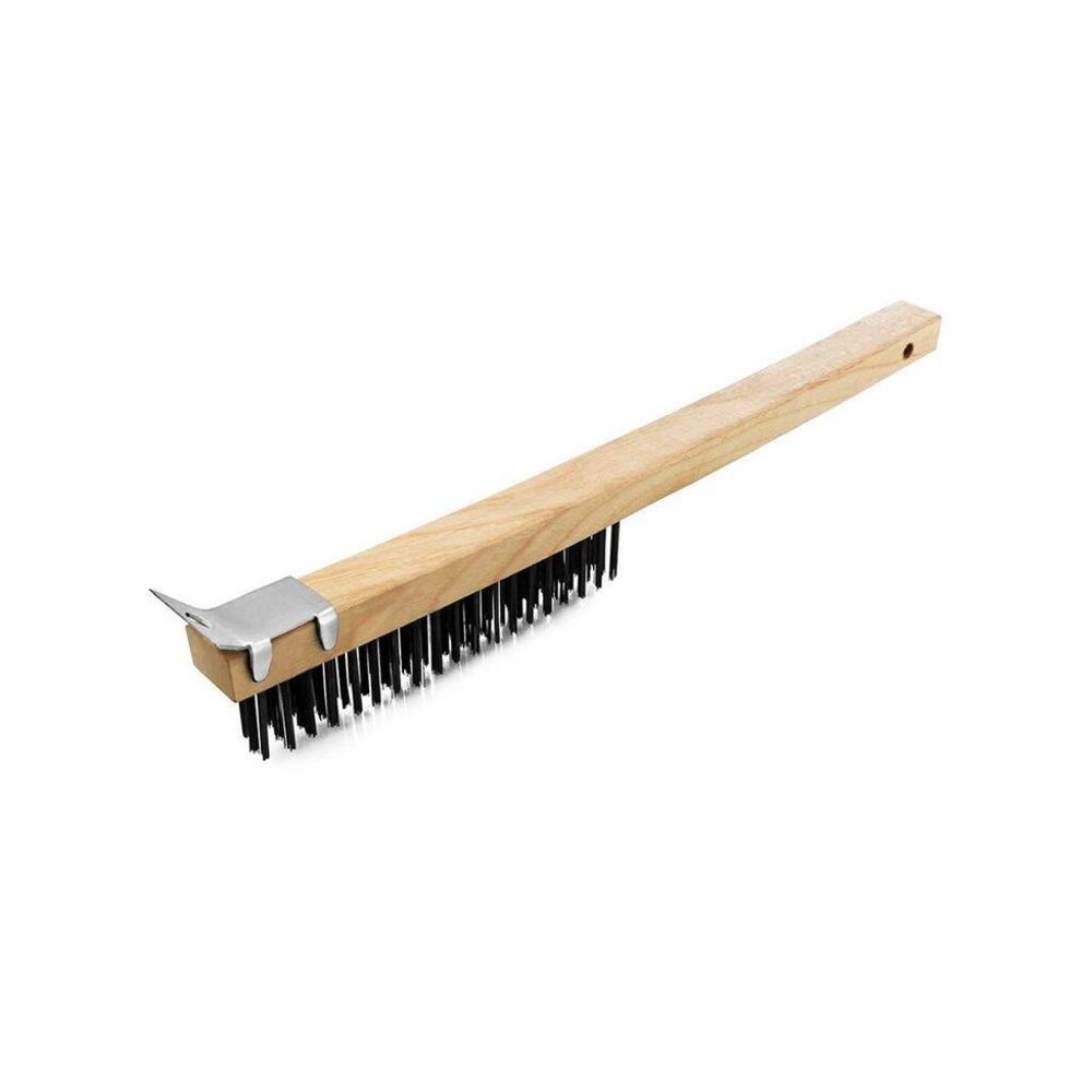 Щетка для чистки гриля 36*2,3 см деревянная с металлической щетиной и скребком P.L. Proff Cuisine